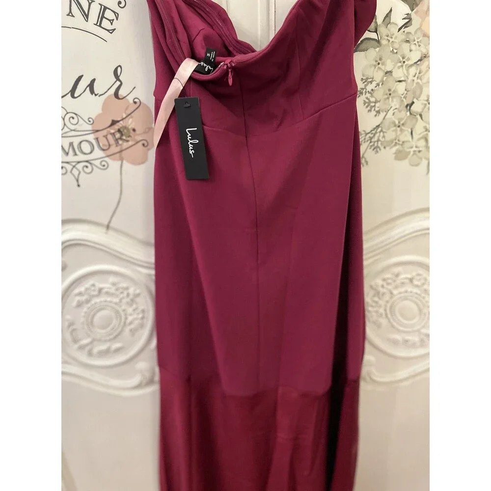 Lulus Compelling Style Plum Purple Maxi Dress Strapless A-Line Size M NWT